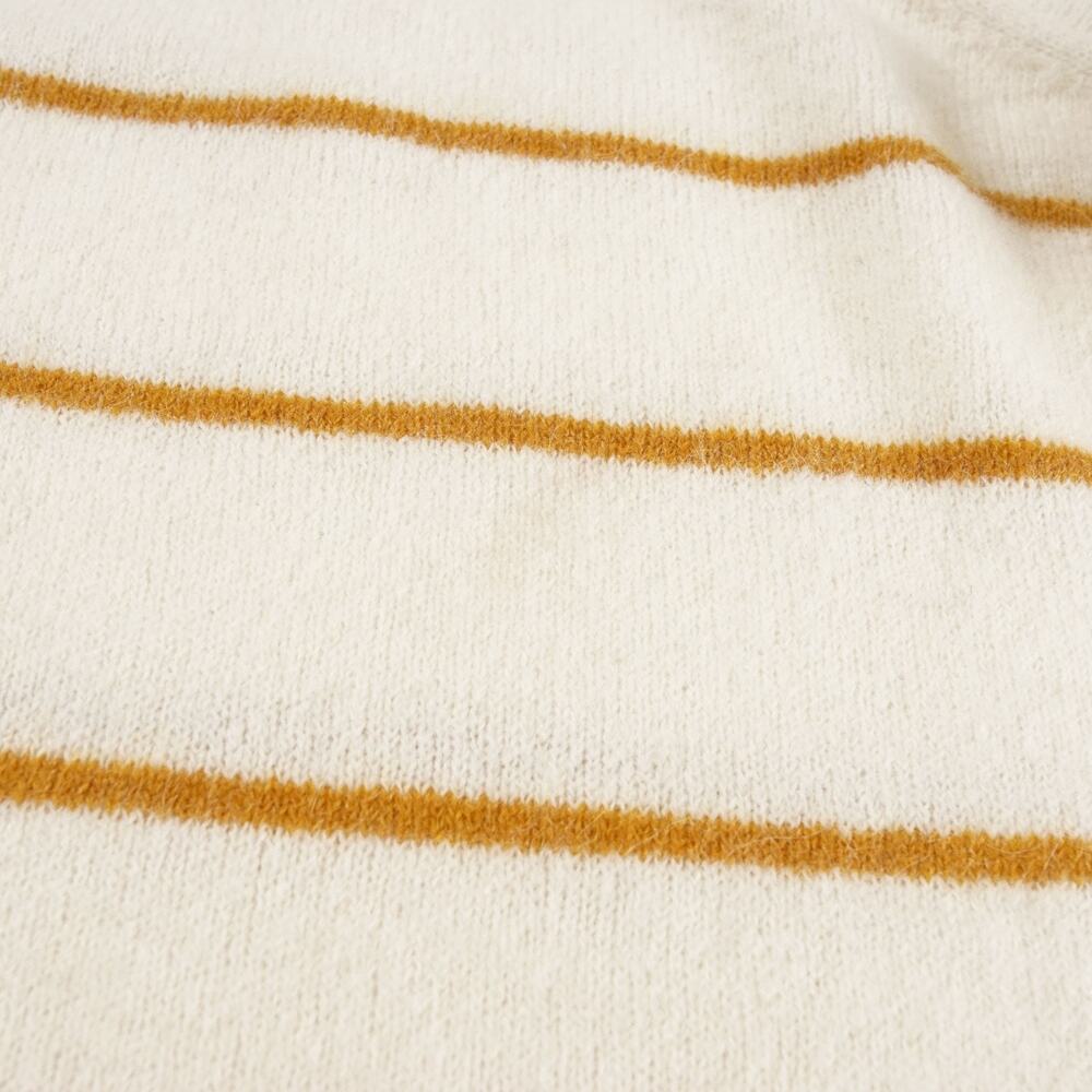 J Crew Alpaca Striped Orange Ivory Cream Crewneck Sweater Womens Sz S - Picture 8 of 11